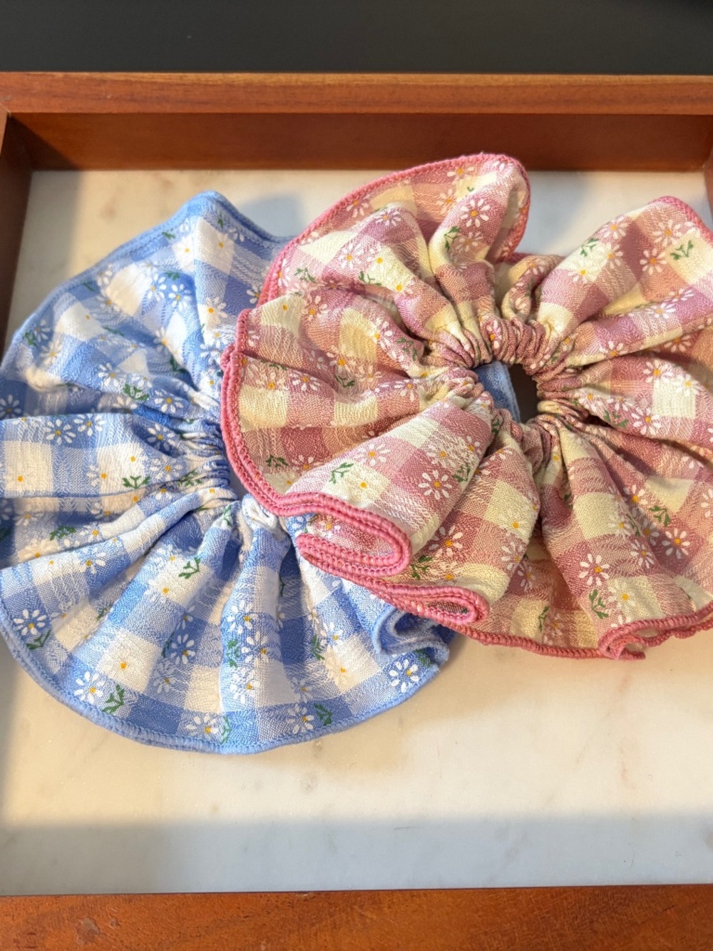 3 for $12: TJ Maxx large gingham ruffle scrunchies